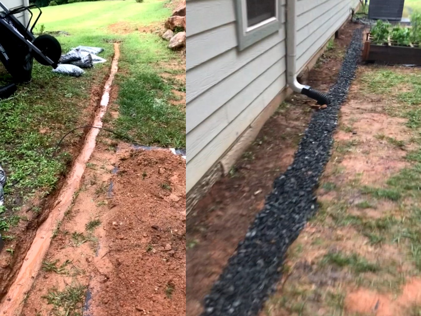 French drain installation in greenville sc