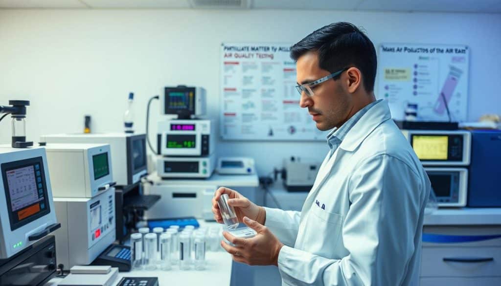 What pollutants are detected in an air quality test?
