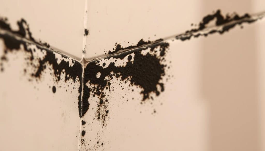 Visible black mold growth in bathroom corner showing health hazard. Mold Removal Tigerville SC